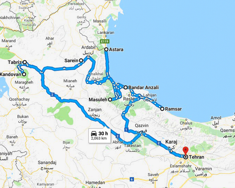 map of Green way Tour- Aria Dokht Tour & travel Operator Co.