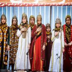 Turkmen ladies, women of Turkmen in Iran, traditional wearing of Turkmen ladies.