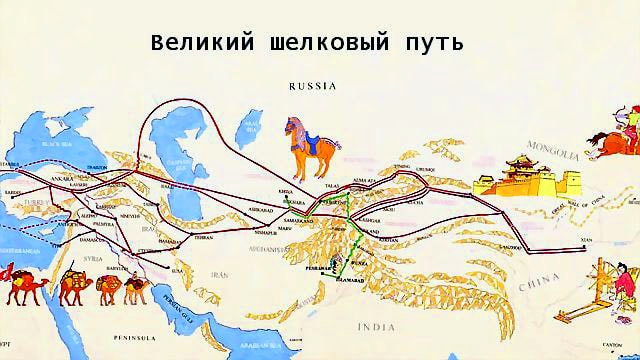 Схема прохождения Великого шелкового пути через горы Кавказа.-min