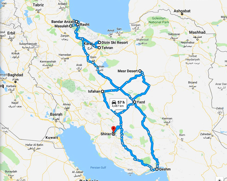 map of 4 season Tour – Aria Dokht tour &Travel Operator Co.